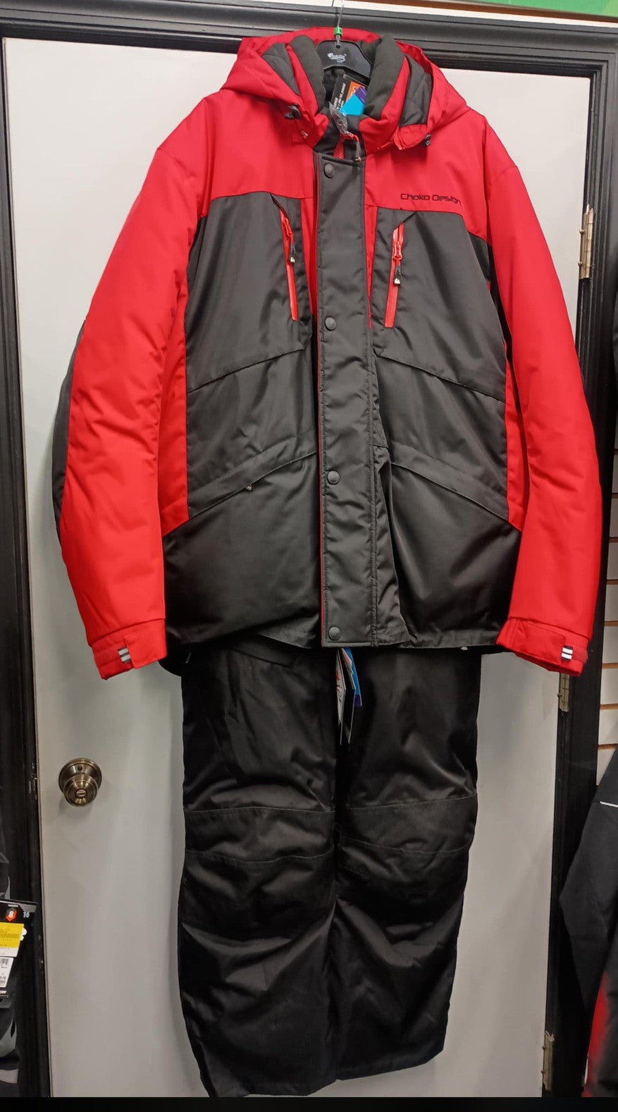 Men's Red 2pc Snowmobile Suit Core Jacket with Quatro Bibs 195820 100