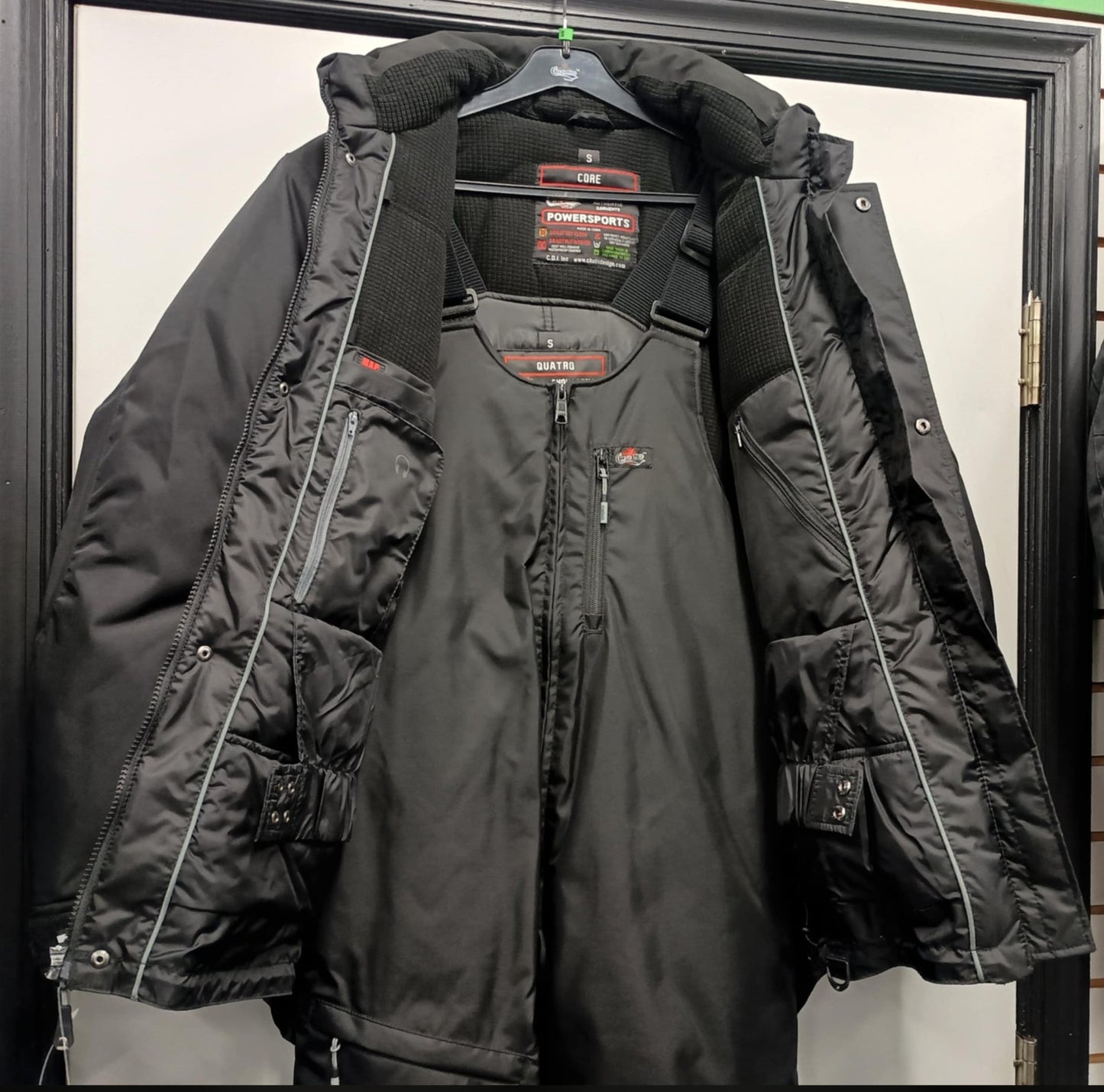 Men's Black 2pc Snowmobile Suit Core Jacket with Quatro Bibs 195820 0 S Small