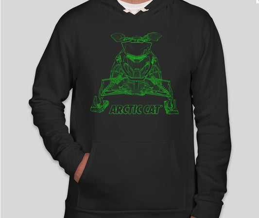 Men's Arctic Cat Green Sled Snowmobile Hoodie GSLEDH-