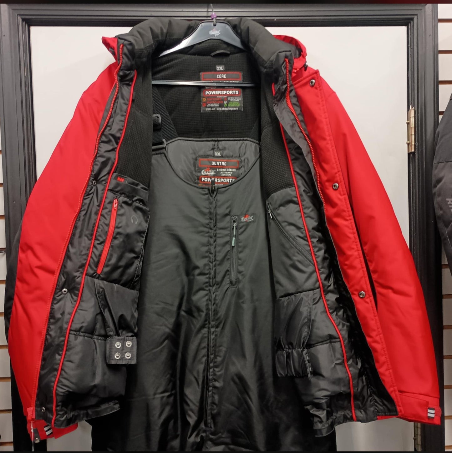 Men's Red 2pc Snowmobile Suit Core Jacket with Quatro Bibs 195820 100
